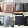 Velvet Throw Pillow Cover with Pom Pom Laced Trim