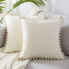 Velvet Throw Pillow Cover with Pom Pom Laced Trim