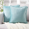 Velvet Throw Pillow Cover with Pom Pom Laced Trim