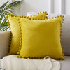 Velvet Throw Pillow Cover with Pom Pom Laced Trim