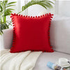 Velvet Throw Pillow Cover with Pom Pom Laced Trim