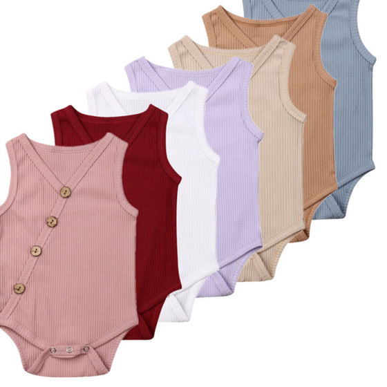 Sleeveless Button-up Onesie | Available in 6 Colors