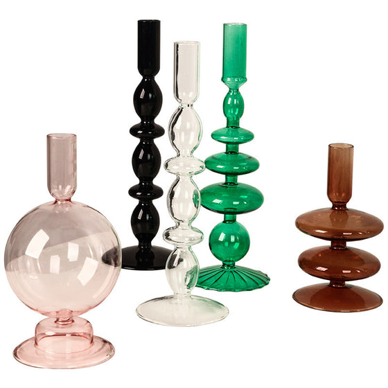 Retro Transparent Glass Candle Holder Ornaments