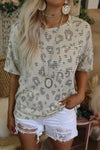 Leopard Drop Shoulder T-Shirt with Patch Pocket