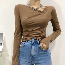  Asymmetrical Neckline Long Sleeved Shirt