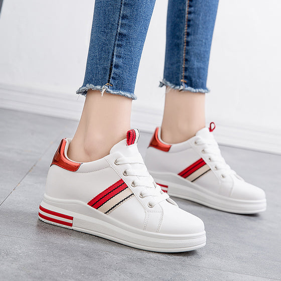 Platform White Sneakers with Stripes