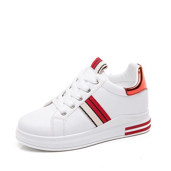 Platform White Sneakers with Stripes