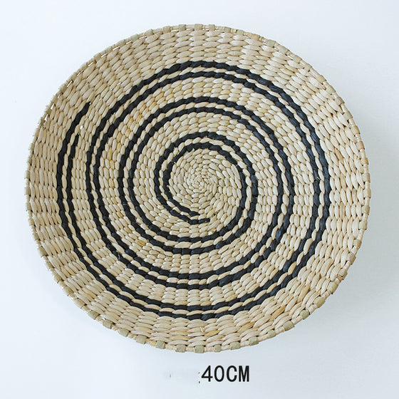 Handmade Cattail Straw Wall Baskets