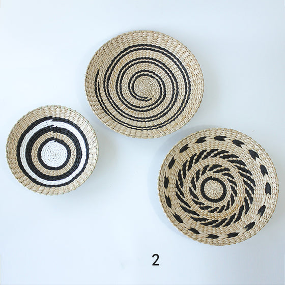 Handmade Cattail Straw Wall Baskets