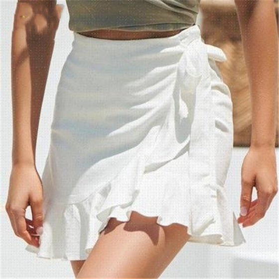 Casual Ruffled Wrap Mini Skirt