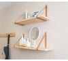 Pine Nordic Stye Wall Shelf with Leather Style Hangers