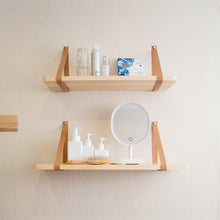  Pine Nordic Stye Wall Shelf with Leather Style Hangers