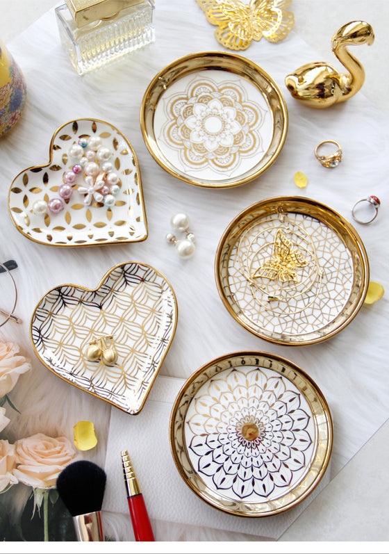 Golden Ceramic Vanity Storage Dish