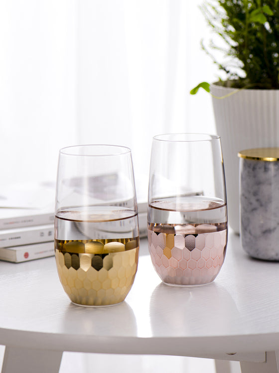 Durable Nordic Drinkware Light Luxury Gold-Plated Glass Cups Milk Cup Water Mug Wedding Souvenir Drinking Wine Glasses Cute