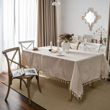  Beige Tasseled Rectangular Tablecloth