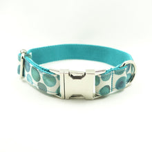  Luxury Turquoise Blue and White Bubble Patterned Dog Collar