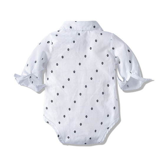 Baby Boy Gentleman's Suspenders, Hat, Bowtie, and White Shirt Outfit