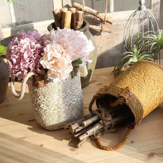 Farmhouse Style Woven Straw Storage Baskets