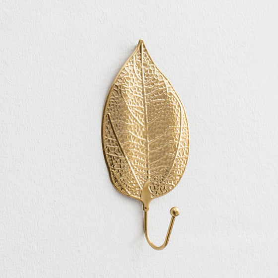 Leaf Wall Hook in Gold Finish