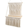 Hand-Woven Macrame Wall Shelf Hanging in Natural Cotton