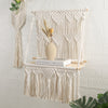 Hand-Woven Macrame Wall Shelf Hanging in Natural Cotton