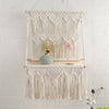 Hand-Woven Macrame Wall Shelf Hanging in Natural Cotton