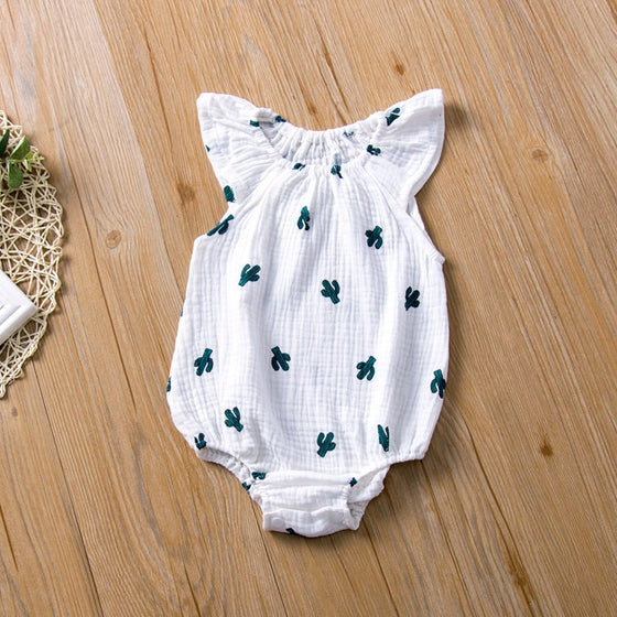 White and Red Cherry Patterned Baby Girl Romper | Available in Other Patterns