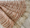Knitted Tasseled Throw Blanket in Ivory and Pink and Orange Gradient Pattern