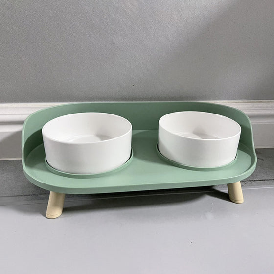 Ceramic Pet Food Dishes with Spill Guard