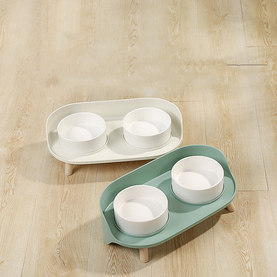 Ceramic Pet Food Dishes with Spill Guard