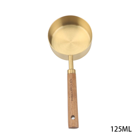 Copper Measuring Cups with Wood Handle