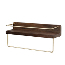  Solid Wood Bathroom Floating Shelf with Brass Detail