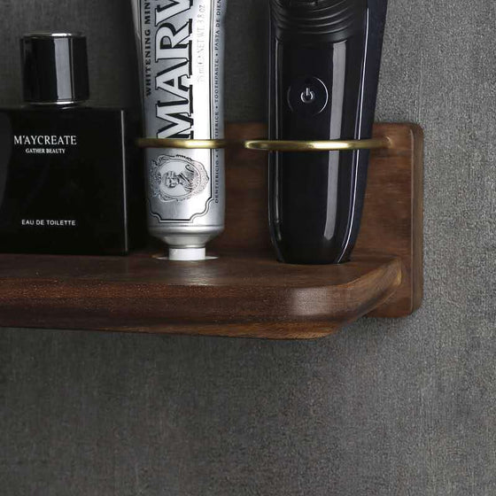 Bathroom Shelf Wall Mount in Dark Wood