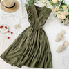 V-neck Ruffled Sleeveless Bellflower Dress