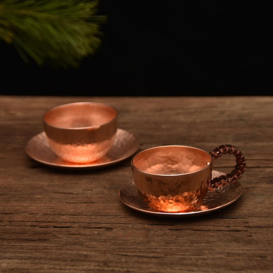 Handmade Hammered Copper Tea Cup and Saucer