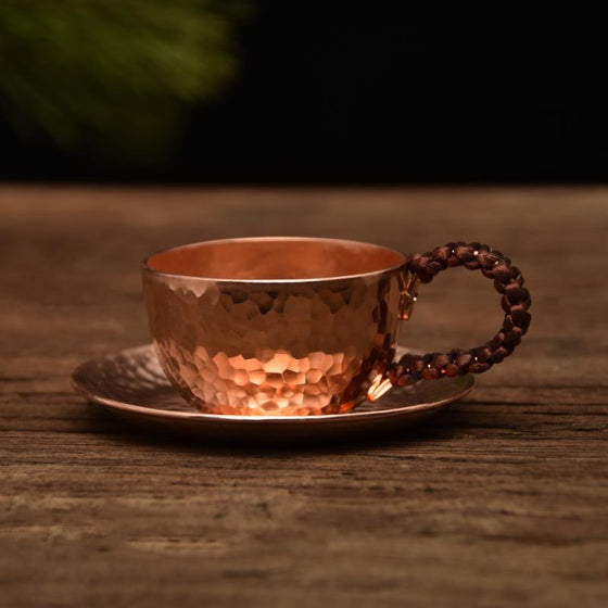 Handmade Hammered Copper Tea Cup and Saucer