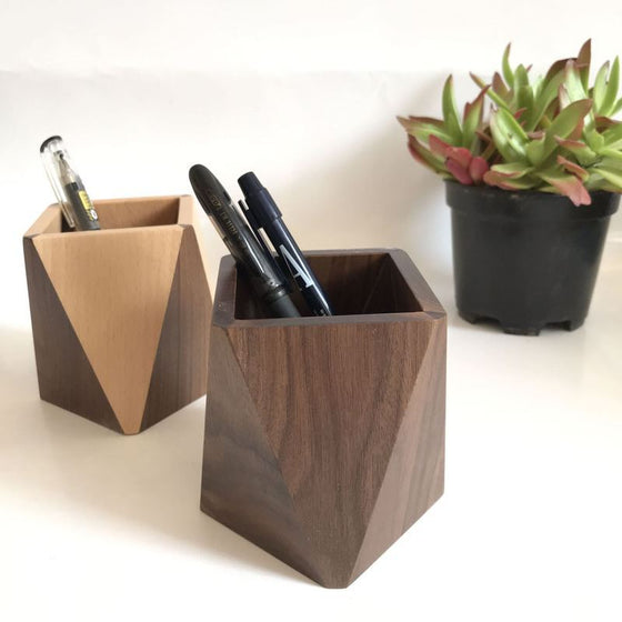 Wooden Pen Holder in Dark and Light Finish