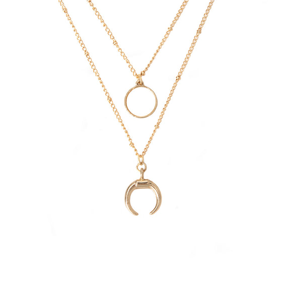 Layered Pendent Necklace in Gold Finish