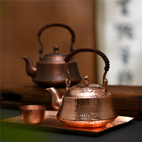 Hammered Copper Tea Pot in Rustic or Polished Finish