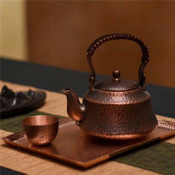 Hammered Copper Tea Pot in Rustic or Polished Finish