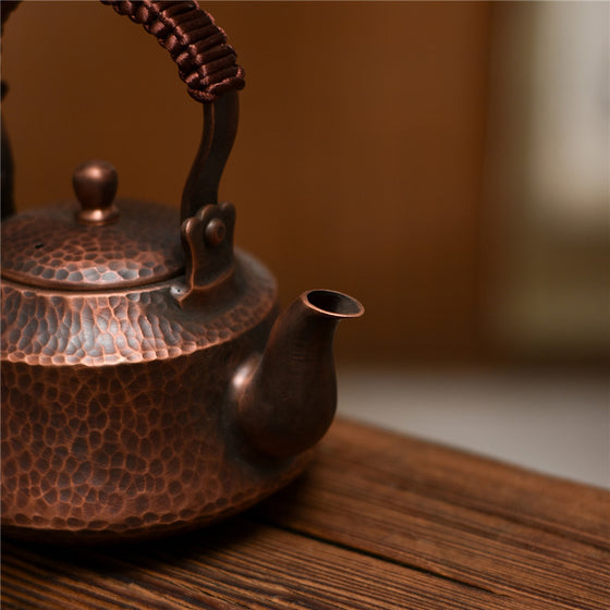 Hammered Copper Tea Pot in Rustic or Polished Finish