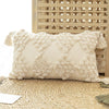 Cotton Tufted Throw Pillow with Tassels in Natural White