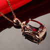 Rose Red Big Gem Pendant, 18K Rose Gold-plated Jewellery With Artificial Red Tourmaline