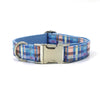 Luxury Blue, Yellow, and Orange Plaid Dog Collar Bow Tie and Collar Set