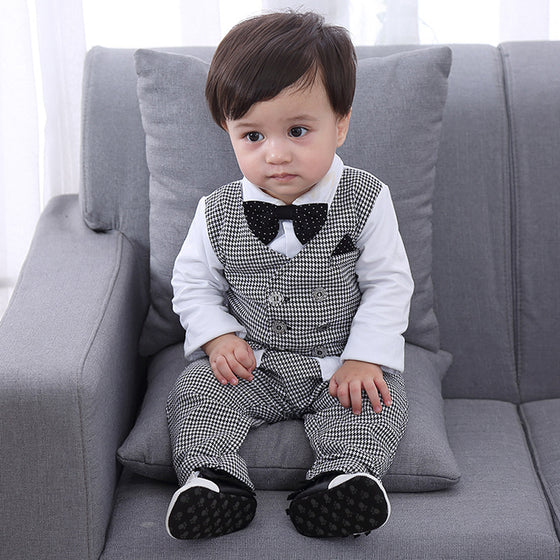 Gray Baby Boy Suit with Hat | Matching Shoes Also Available