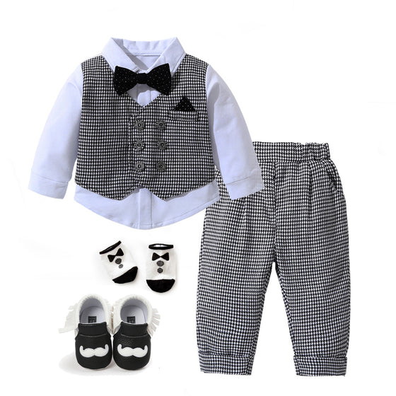 Gray Baby Boy Suit with Hat | Matching Shoes Also Available