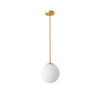 Single White Glass Orb Head Copper Pendant Light in Brass Finish