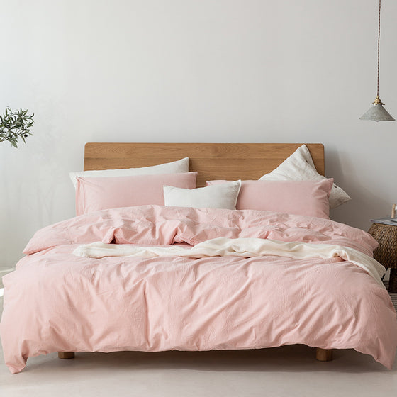 Japanese Style Muji-style Bed And Breakfast Pure Color Lattice Single And Double Duvet Cover Bed Sheet