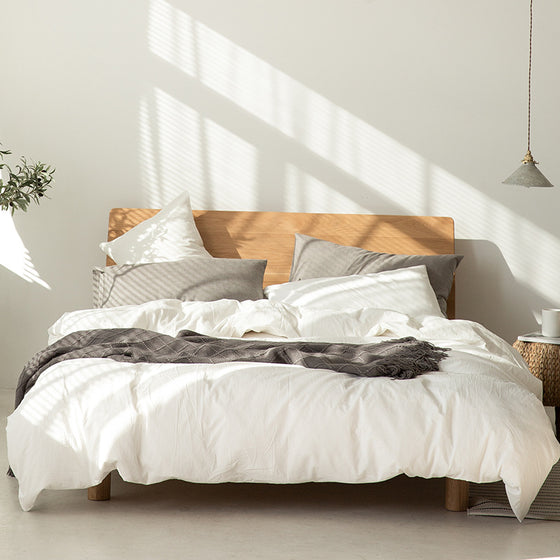 Japanese Style Muji-style Bed And Breakfast Pure Color Lattice Single And Double Duvet Cover Bed Sheet