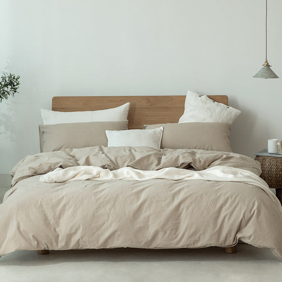 Japanese Style Muji-style Bed And Breakfast Pure Color Lattice Single And Double Duvet Cover Bed Sheet